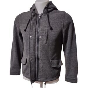 Full Zip Hoodie Jacket Derby Charcoal Grey Large Men Grunge Gorp Core Streetwear